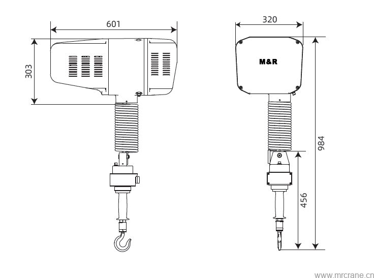 MRH-X3系列 工位智能提升机外形尺寸图